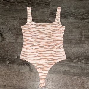 Forever 21 Pink and White Striped Bodysuit